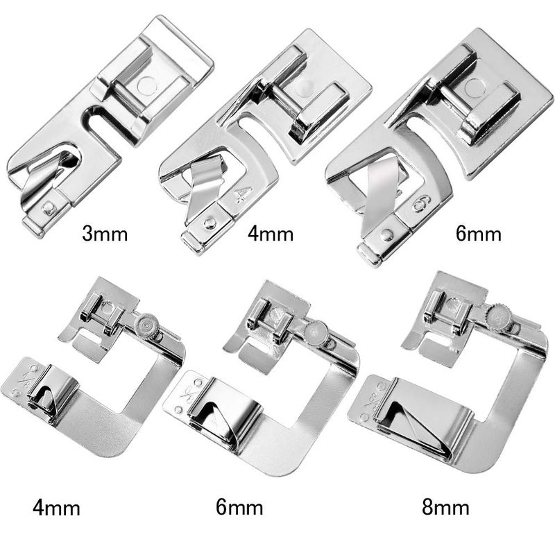 LUNARM 6 Pcs Hemming Foot Kit - 3 Pcs Narrow Rolled Hem Sewing Machine Presser Foot, 3 Pcs Wide Hem Presser Foot and 30 Pcs Sewing Machine Needles, for Household Multi-Function Sewing Machines - Image 2